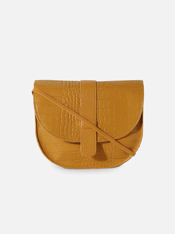 Croco Yellow Cross Body Bag - SaumyasStore