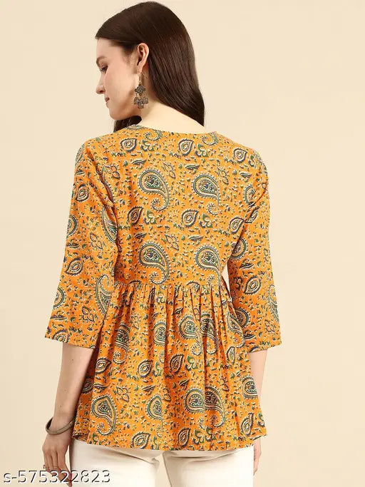 A&K Floral Print Pure Cotton Peplum Top