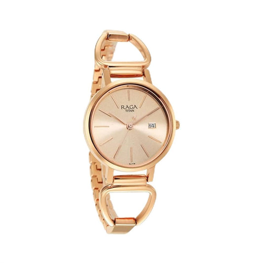 Titan Raga Viva Quartz Analog with Date Rose Gold Dial Rose Gold Metal Strap Watch for Women - NT2669WM01