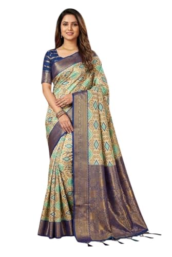 SREE KUMARAN Women's Kanchipuram Kubera Silk Pure Pattu Sarees With Blouse
