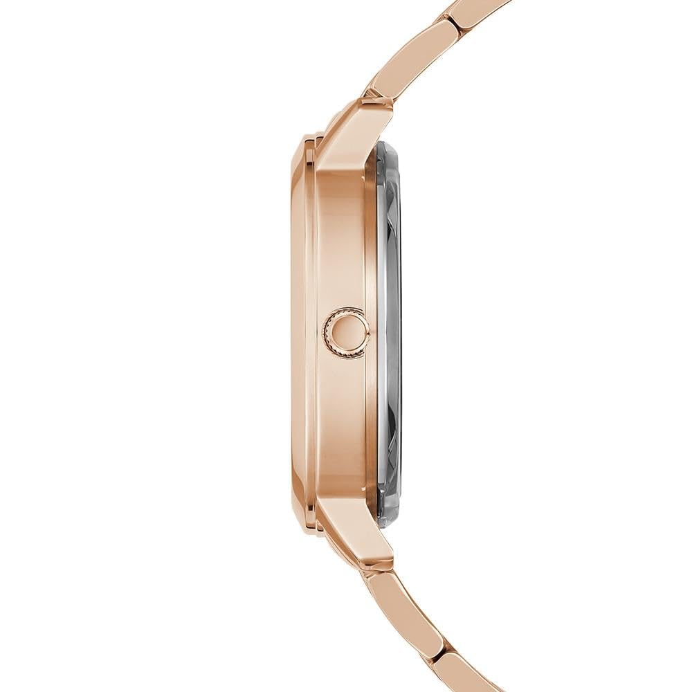 GUESS Analog Unisex Adult Watch (Gold Dial Rose Gold Colored Strap) Stainless Steel