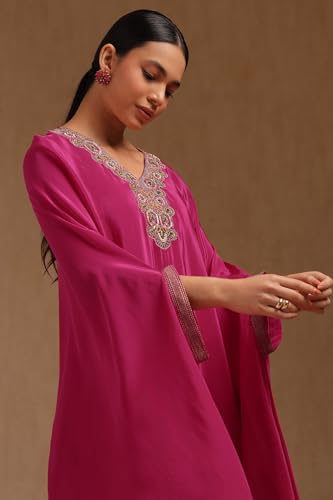 Soch Women's Crepe Kaftan Suit Set (SMUA5KS1079_Fuchsia