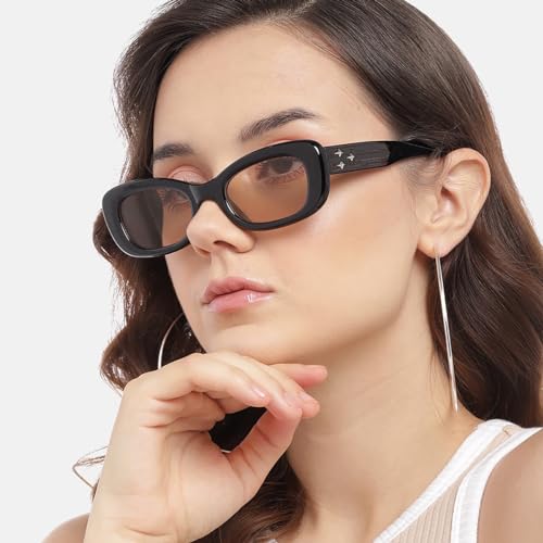 Carlton London Black Toned with Polycarbonate UV Protected Lens Rectangle Sunglass for women