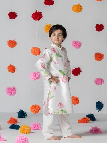SPUNKIES Boys Printed Kurta Set with Pajama | Elegant Festive Outfit for Kids | Traditional Ethnic Wear for Weddings & Celebrations | Comfortable & Stylish Kurta Pajama Set for Boys