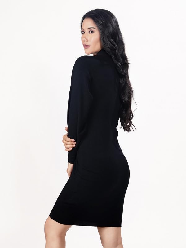 Zink London Women's Black Solid Slip-On Short Dress