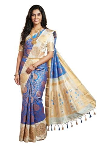 SREE KUMARAN Women's Kanchipuram Kubera Silk Pure Pattu Sarees With Blouse