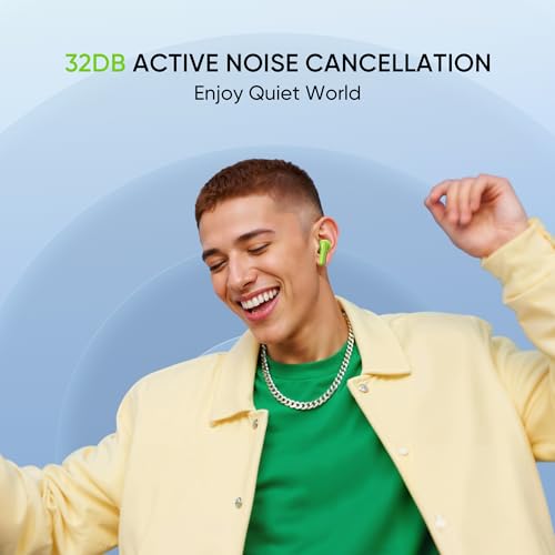 realme Buds T200 True Wireless Earbuds with Hi-Res Audio, 12.4mm Dynamic Bass Drivers, 32 dB ANC, Quad Mic, 45ms Latency, Upto 50 Hrs Playback, Fast Charge, IP55 Rated, BT 5.4 (Mystic Grey)
