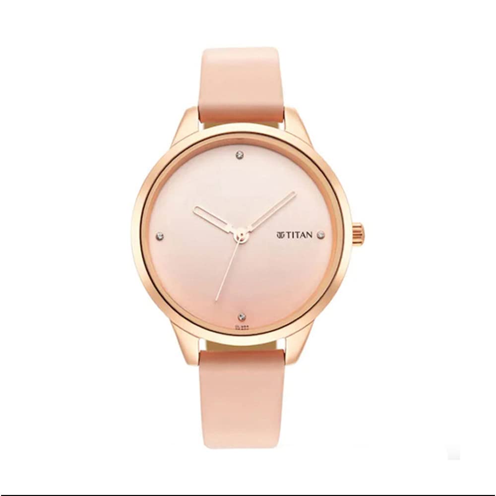 Titan Pastel Dreams Pink Dial Analog Leather Strap Watch for Women-NS2664WL02