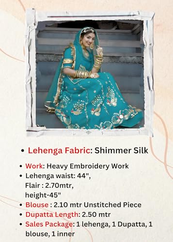 SHYAMLATA Designer Wedding & Party Lehenga Set with Hand Embroidery and Sequins (Rama)