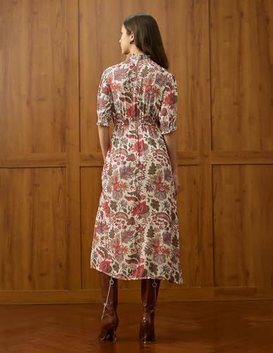 U.S. POLO ASSN. Women's Viscose A-Line Midi Dress (UWAW25DRS191 Multicolor