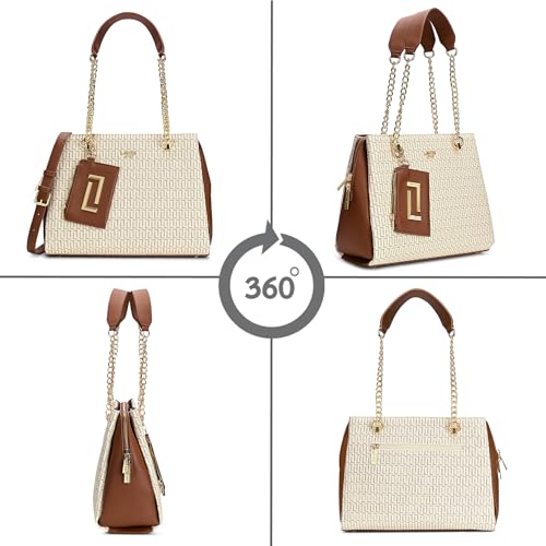 Lavie Luxe Women's Monogram Ashley Satchel Bag | Satchel Handbag For Work | Ladies Purse | Stylish Shoulder Bag | Gift For Women