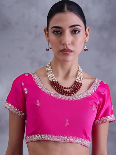 SAREE MALL Women's Pink Georgette Bandhani Printed Saree With Unstitched Blouse (DHNIYA801C8_DC)