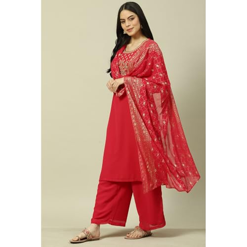 Rangriti Women Polyester Solid Suit Set (RSKASRTD18367SS23PNK_Pink