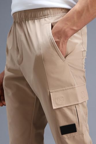 Men Beige Solid Casual Track Pants