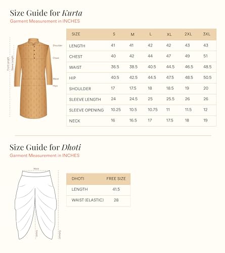 Manyavar Men's Viscose Blend Self Design Kurta Dhoti Set (Warm White,XXL)