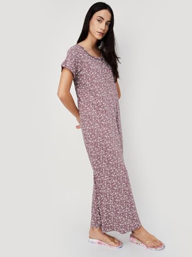 Max Women's Cotton Casual Nightgown (GIONKG06_Mauve_L)