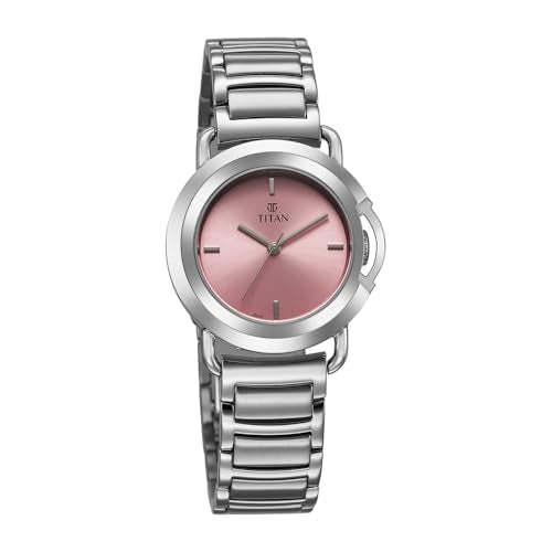 Titan Work Mode Ph I Plain 3 Hands Steel Colour Round Dial Silver A1Stainless Steel Strap Women's Watch - NU95324SM01