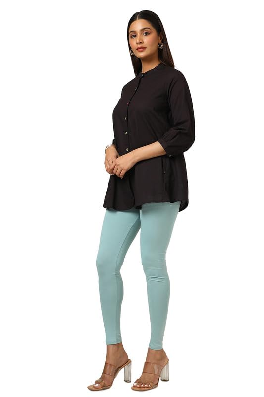 Soch Womens Powder Blue Cotton Blend Solid Leggings
