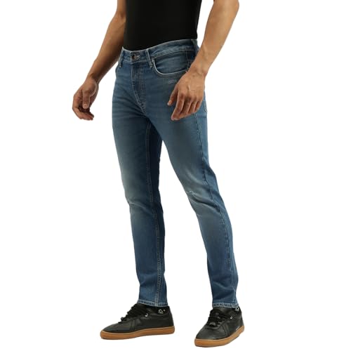 United Colors of Benetton Solid Low Crotch Fit Jeans (Size: 32)-25A4MBOO5025I901 Blue