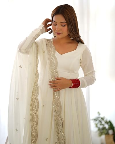 FUSIONIC Featuring Ethnic wear Gown Set White