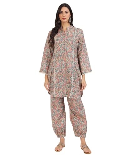 Divena Beige Floral Printed Cotton Co-ord Set