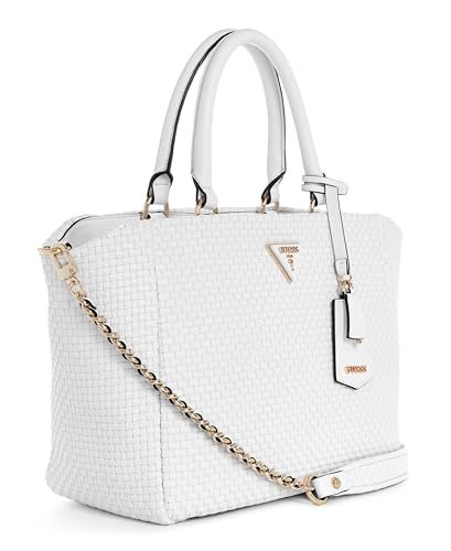 Guess Women's White Textured Satchel Bag| Ladies Purse Handbags | Gift For Ladies
