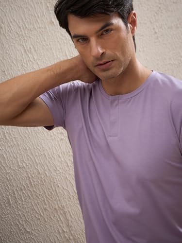Sweet Dreams Men Gentlemen Solid Pyjama Set Lilac