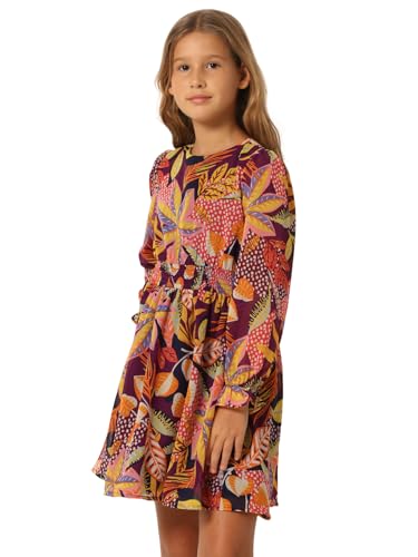 VERO MODA Girls Tropical Print Polyester Multicolor Above Knee Length Fit & Flare Dress