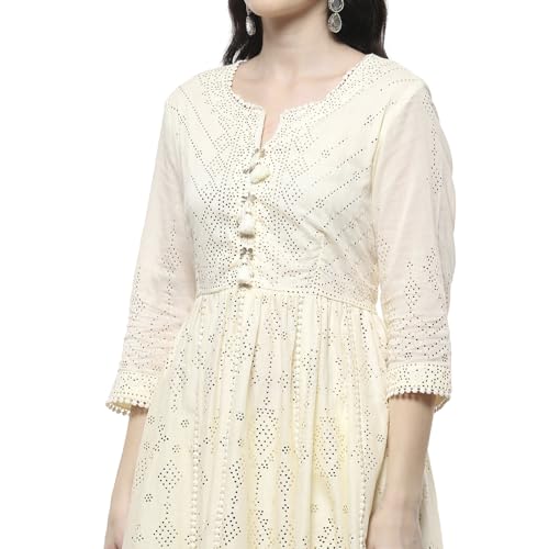 Biba Women's Cotton Kurta Set (SKDSTRA10166SS25OWHT_Off White