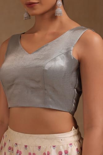 Soch Womens Grey Tussar Chevron Padded Blouse