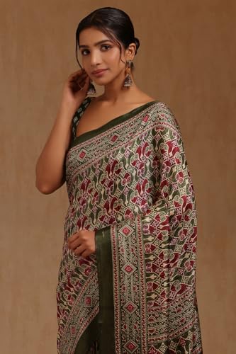 Soch Womens Green Art Silk Ethnic Motifs Saree