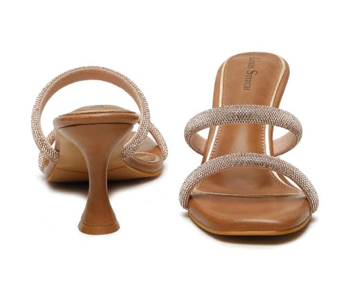 LOUIS STITCH Women's Fashion Slip-On Pointed Heel Sandals | Open Toe Tan Stylish Stiletto Heel Sandal for Ladies, Fashionable and Comfortable Sandal |LSOF-LDPH-GLDSTN | (UK-5)
