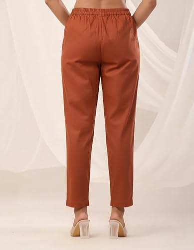 Cotton Trouser Pants for Women Regular Fit Solid Airy Linen Kurti Pant Casual Formal Office Use