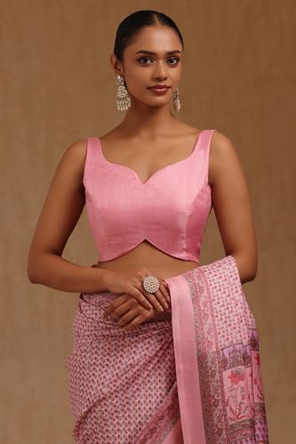 Soch Womens Pink Art Silk Floral Print Saree