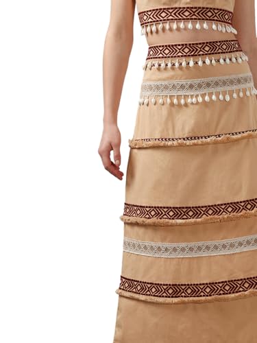 VERO MODA Women's Flared High Rise Beige Skirt