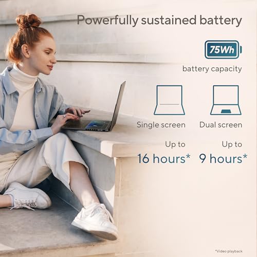 ASUS Zenbook Duo Laptop, Dual 14” OLED 3K 120Hz Touch Display, Intel Evo Certified, Intel Core Ultra 9 285H, Intel Arc Graphics, 32GB RAM, 1TB SSD, Windows 11, Inkwell Gray, UX8406CA-PS99T