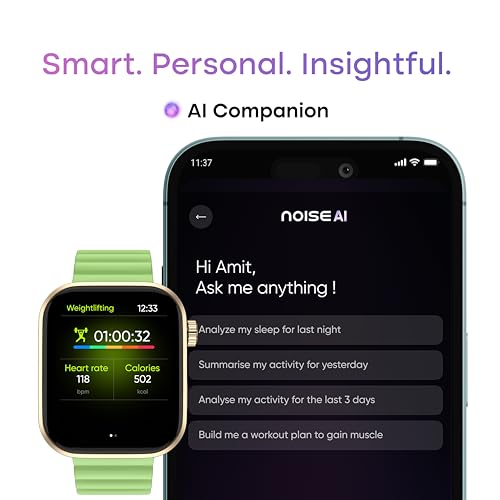 Noise Pro 6 Smart Watch:Intelligent AI, Endless AI Watch Faces, AI Companion, 1.85” AMOLED, EN2 Processor, Nebula UI 2.0, Emergency SOS, Compatible with iOS & Android(Magnetic Lime)