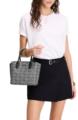 kate spade new york Suite Crossgrain Leather Crossbody Tote Bag, Black Multi, One Size