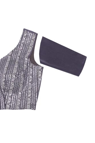 Soch Womens Grey Spandex Solid Ready To Wear Saree