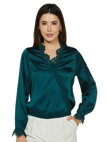 VERO MODA Women Solid Polyester Regular Fit Dark Green Top