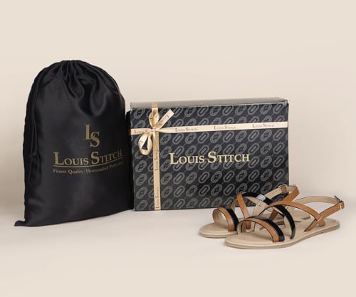 LOUIS STITCH Black And Tan Striped Sandals for Women | Comfortable Lightweight and Stylish Sandals (LD05-STJBTN105)