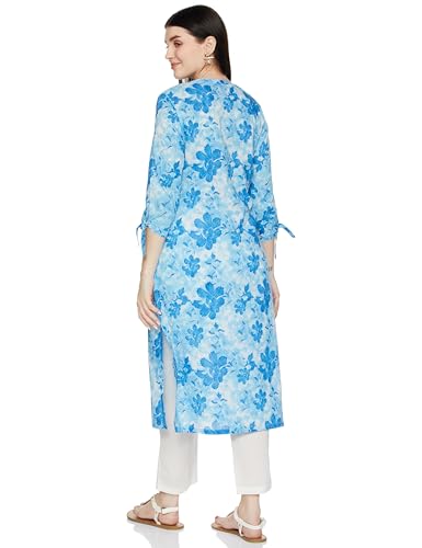 BIBA WOMEN PRINTED NARROW SALWAR KURTA DUPATTA(SKD7435E_BLUE_32)