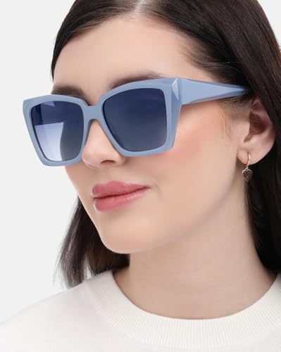 Carlton London Blue Toned with Polarised Lens Oversized Sunglass for women