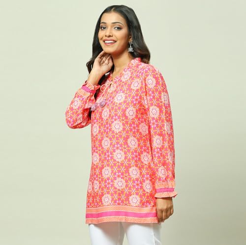 Rangriti Women's Regular Fit Blouse (RMMINDIETO18217SS23PNK_Pink