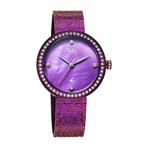 Fastrack Vyb Quartz Analog Purple MOP Dial Dark Purple Mesh Strap Watch for Women-FV60056QM01W