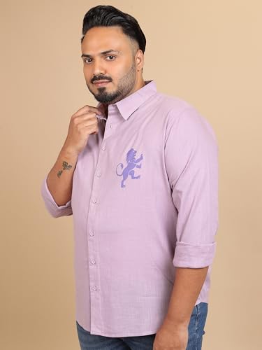 Highlander Men's Plus Size | Spread Collar | Long Sleeves | Pure Cotton | Casual Shirt Lavender