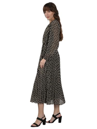 VERO MODA Women's Polyester Fit and Flare Black Dress