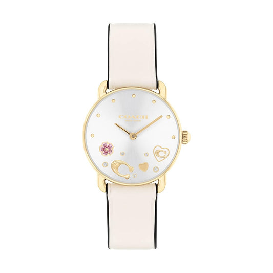Coach Elliot Qtz Basic Silver White Round Dial Women's Watch|Leather Material|Multi Color Band - 14504305