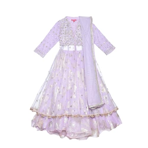 BIBA Girls Nylon Solid Lehenga Set (Kw5633_5_Purple) Readymade Purple 5