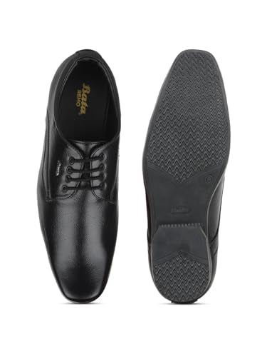 Bata Mens Flat Uniform Dress Shoe, Black, 6 UK